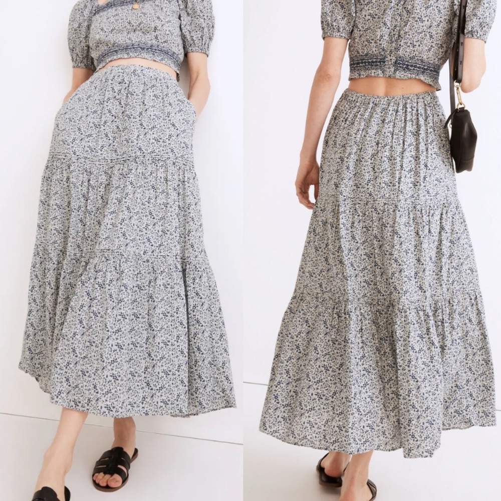 Floral Blue Maxi Skirt
